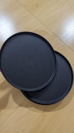 Black Stoneware Round Plates Set of 4