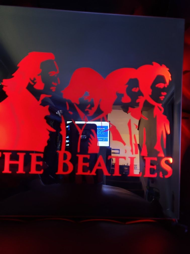 Beatles etched lighted mirror
