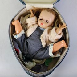 Vintage 1950's Doll with original Hard Case & Clothes