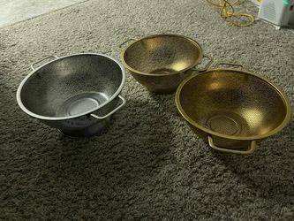 Set of 3 Metal Colanders Strainers