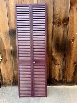 (As Is) Louvered Bi-Fold Closet Door - Dark Burgundy Color