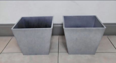 *** NEW LOW PRICE *** PAIR of 12" Square Heather Gray Resin Planters (2 for $40) @ Lasting Creations