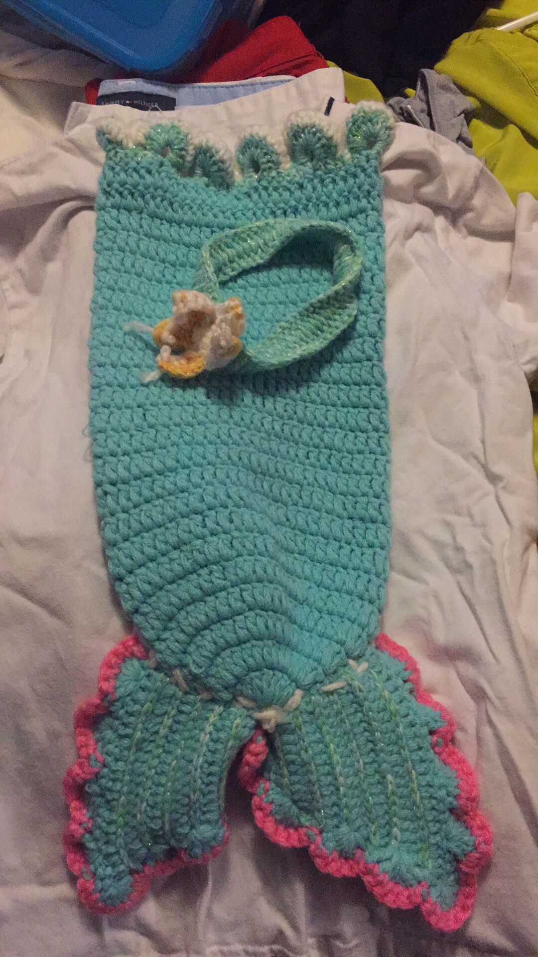 Mermaid tail for baby with head band and a beauty blanket ALL NEW