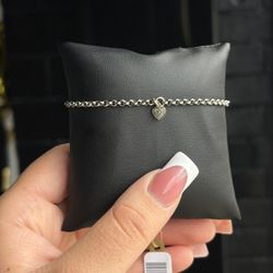 14K Rolo Heart Bracelet