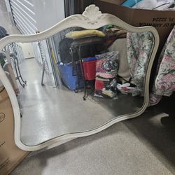 Gorgeous curvy vintage solid wood extra-large mirror with decorative top-mirror 