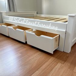 White Full Bed Frame With Drawers 
