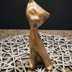 Solid Brass Cat Feline - Vintage