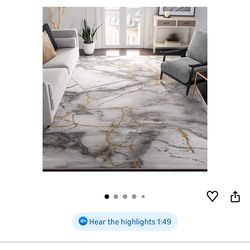 SAFAVIEH Craft Collection Area Rug - 9'x 12', Grey & Gold, Modern Abstract Design, Non-Shedding & Easy Care, Ideal for High Traffic Areas in Living Ro