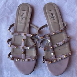 Valentino Rockstud Caged Flat Slide Sandals 40