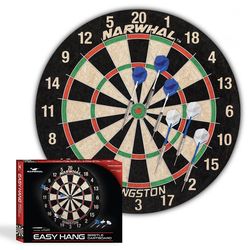 Narwhal Kingston Official Size Bristle Dartboard with 6 Steel Tip Darts