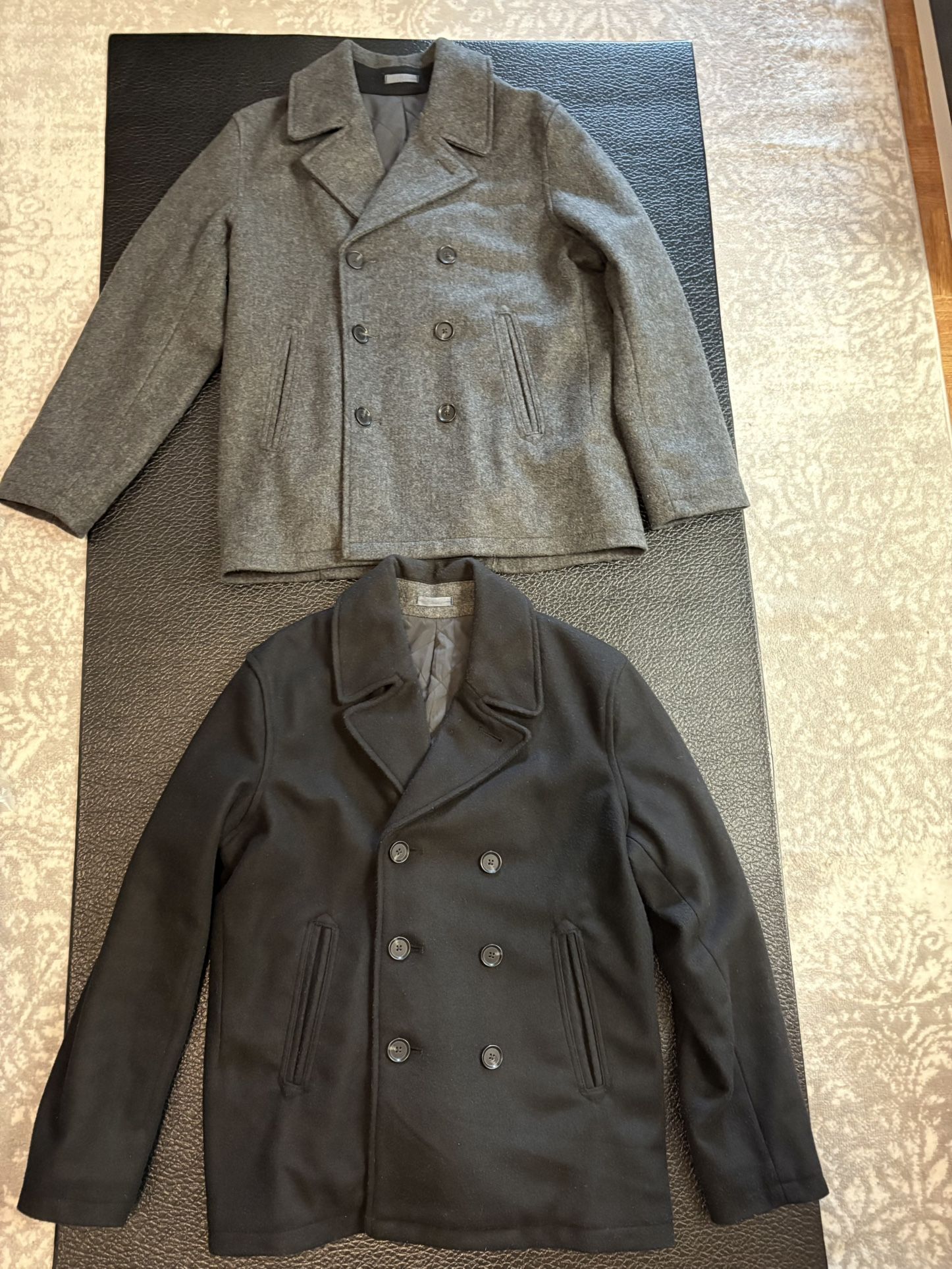 2 Old Navy Size Large Peacoats Charcoal Grey And Black. Carhartt Patagonia Nike Adidas Jersey Vest Jacket Jordan weights sneakers. Pick up 61st/ 1st