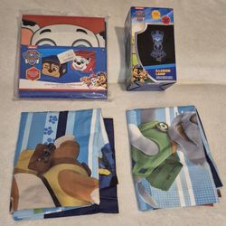 Paw Patrol Bundle, Curtains, Illusion Lamp And Storage Bins