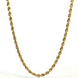 Men’s or Women’s 14k Yellow Gold 20” Inch 2.6mm Rope Link Chain Necklace GP3133643