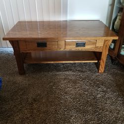 Solid Oak Coffee And End Tables