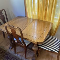 wood dining table and chairs