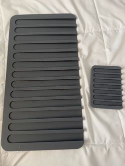 Gray Silicone Drying Mat Set