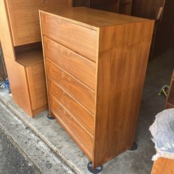Vintage Mid Century Modern Teak Highboy Dresser