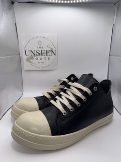 Rick Owens Leather Low Sneaks Black Milk Size 45 / US 12