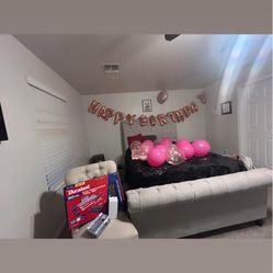 Queen Size Sleigh Bed Frame Grey