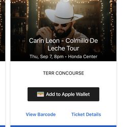 2 CARIN LEON TICKETS TODAY SEP 7 HONDA CNTR