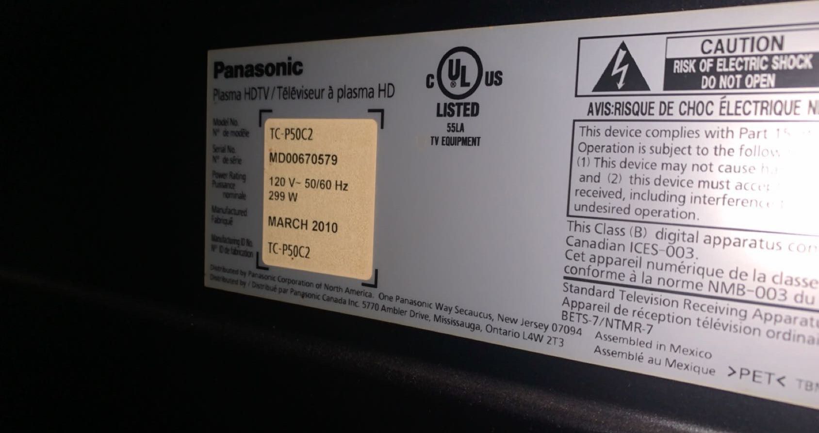 Panasonic flat screen tv 60 inch