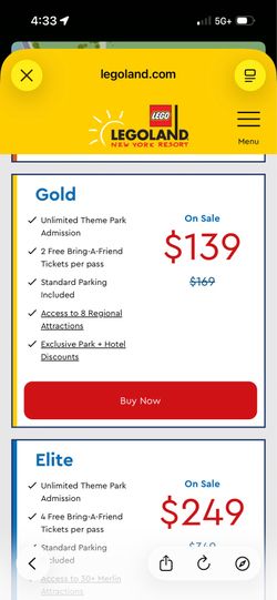 New York LEGOLAND Resort Gold Pass
