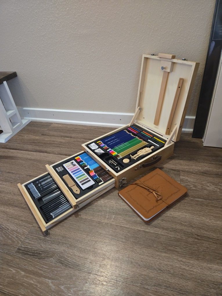 Art Pencil Set Wooden Storage Box