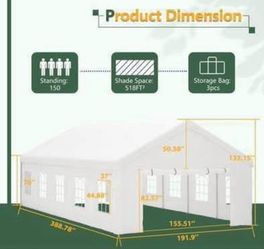 New in Box Heavy Duty Party Tent 16x32FT Large Event Tent w/ 3 Storage Bags & Removable Side Walls