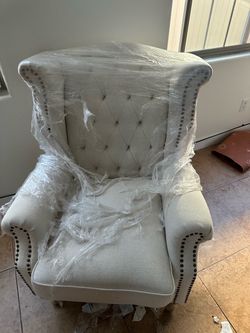 Tufted Wingback Accent Chair with Nailhead Trim