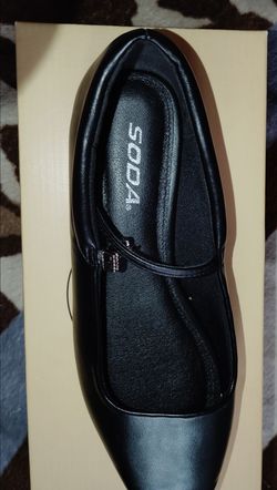 Soda Black Flat Shoe with Ankle Strap