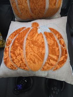Fall Pumpkin Appliqué Throw Pillow