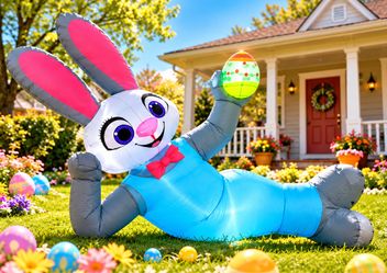 🐰 Large 6’2” Lounging Easter Bunny Inflatable – Light-Up – BRAND NEW IN BOX! 🥚✨