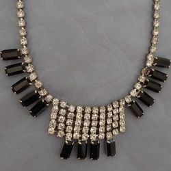 Vintage Signed Quality Street Inc. Rhinestone Fringe Necklace