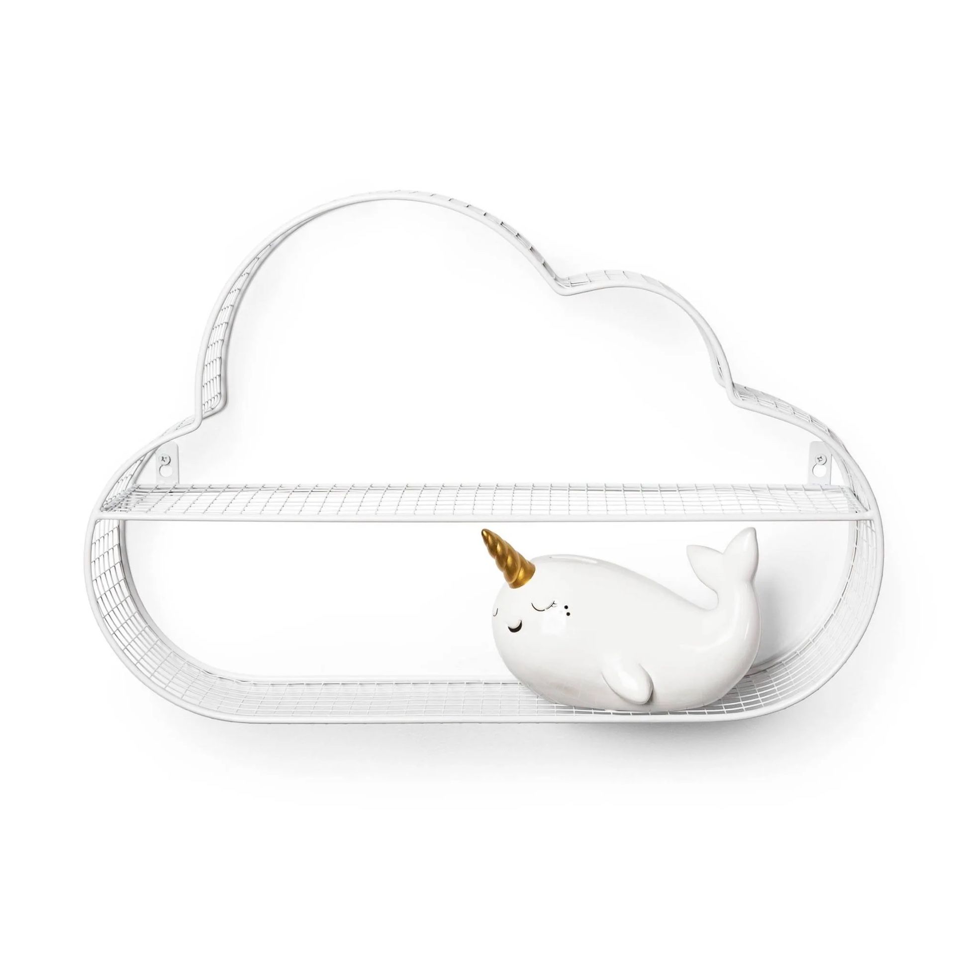 PillowFort Cloud Wall Shelf White Wire Metal 21x14”