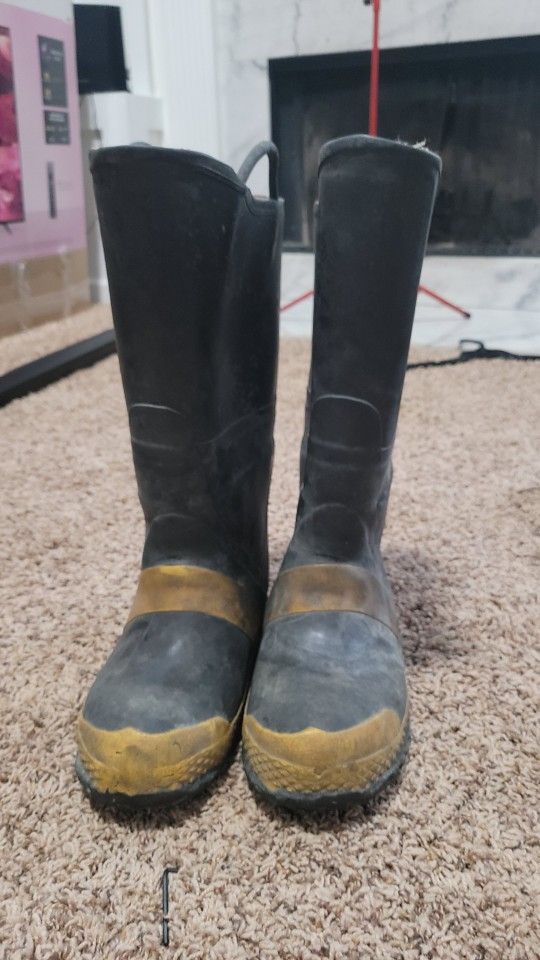 servus firebreaker fireman fire boots turnout size 9.5 bunker rubber Hunting fishing firefighter
