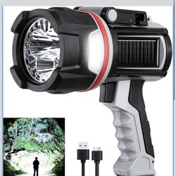 Rechargeable Spotlight Flashlight, Super Bright 3 LED (contact info removed) Lumen Long Lasting Handheld Spot Light Spotlight for Hunting Boating Camp