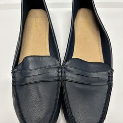 Navy Leather Loafers