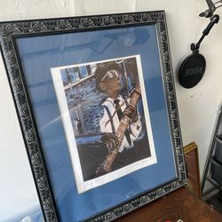 Vintage 1998 Blues Jazz Hand Painted Artwork 18x23”