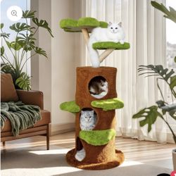 Multi-Level Cat Tree, Large Cat Tower with Sturdy Wooden Frame, Sisal Rope Scratching Post, Modern Cat Condo for Indoor Cats