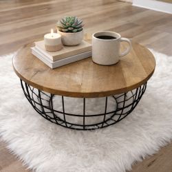 Solid Wood And Metal Coffee Table