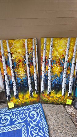(2) Birch Tree Paintings