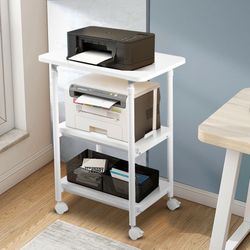 3-tier Adjustable Printer Stand with 360° Swivel Casters