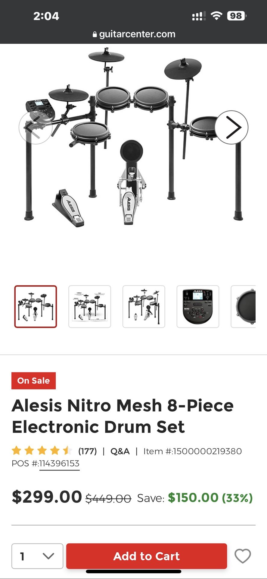 Alesis Nitro Mesh 8-Piece Electronic Drum Set