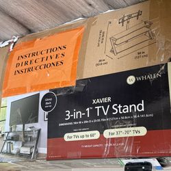 Whalen Xavier 3-in-1 TV Stand – Glossy Black – Fits up to 70” TVs