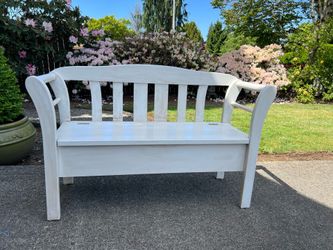 White bench with storage