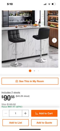 2 Brand New Bar Stools Purchased At Home Depot For 100and Some Change