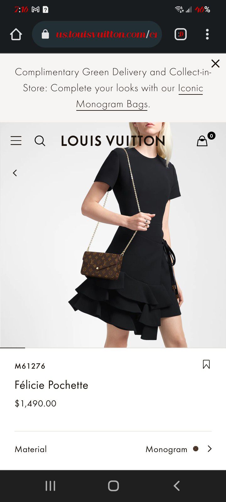 Shop Louis Vuitton MONOGRAM Félicie pochette (M61276) by Bellaris