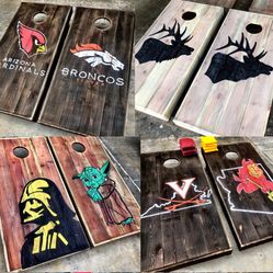 Shabby Chic Country Rustic Western Pallet Wood Designed Hand Painted Cornhole Boards 
