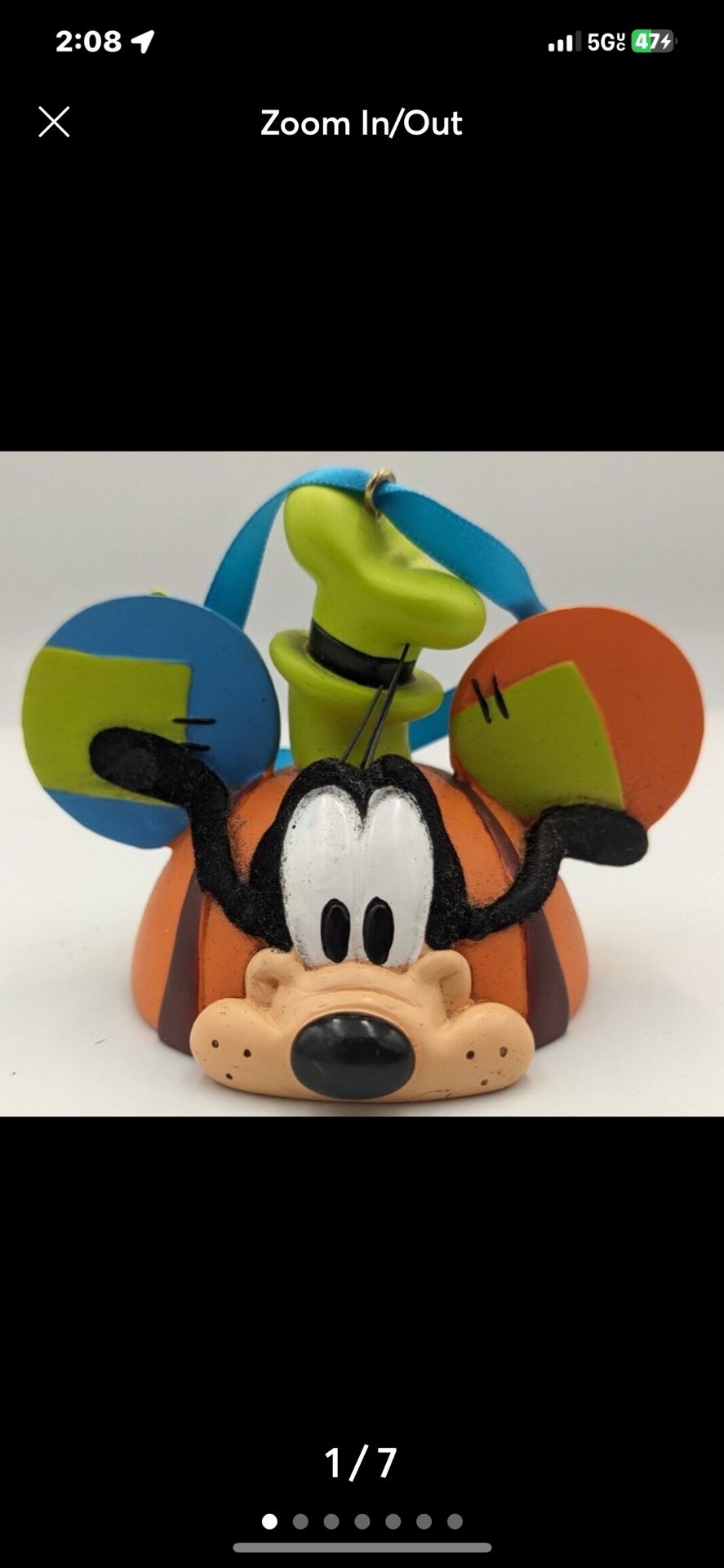 NWT! Disney Parks Goofy Ears Hat Christmas Ornament Felt &...