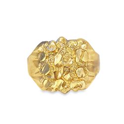 10k Yellow Gold Nugget Style Signet Ring